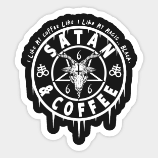 SATAN AND COFFEE - FUNNY SATANIC OCCULT Sticker